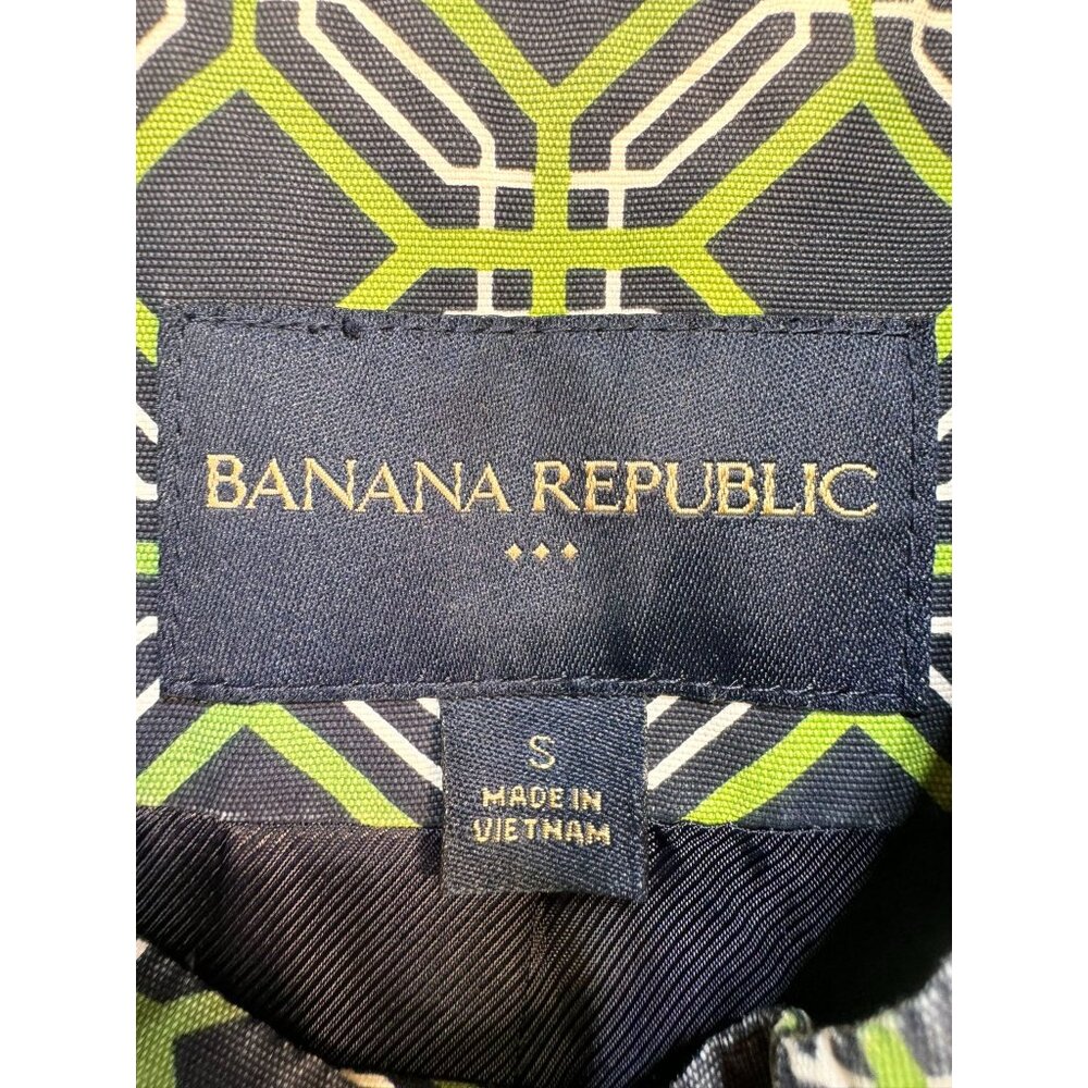 Banana Republic Womens Geometric Pattern Coat Small Green Black - Picture 2 of 13